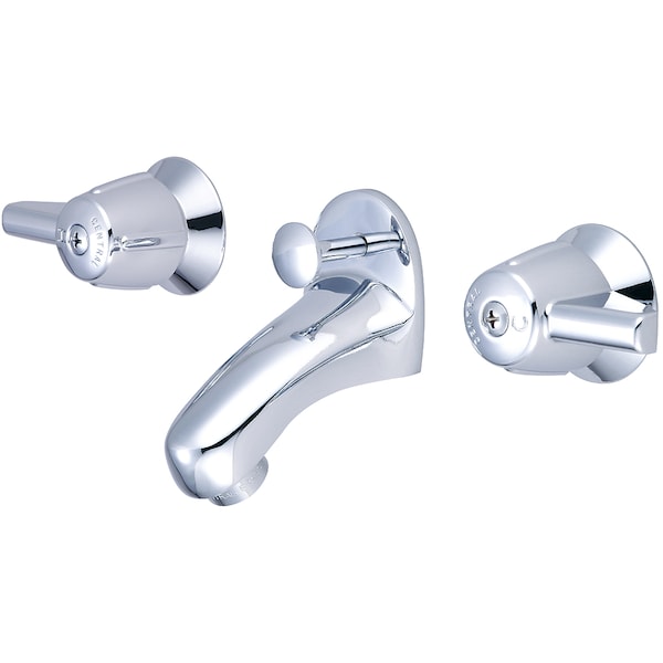 Two Handle Slant Back Bathroom Faucet, IP, Wallmount, Polished Chrome, Weight: 5.7